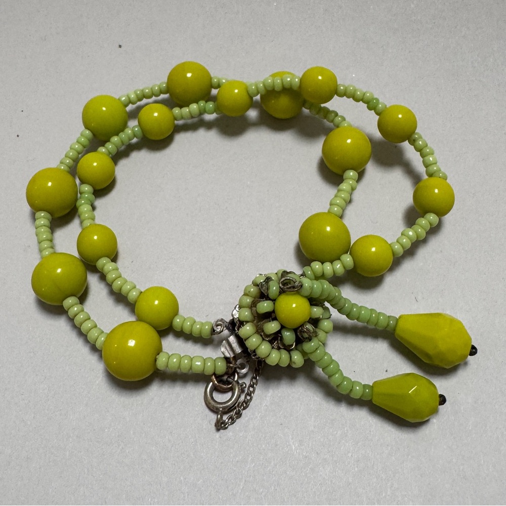 Miriam Haskell Lime Green Beaded Bracelet